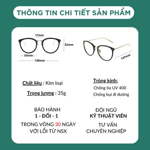 Gọng kính cận nữ mắt tròn chất liệu nhựa lõi kim loại xinh xắn, dễ đeo D0903 POSHOP