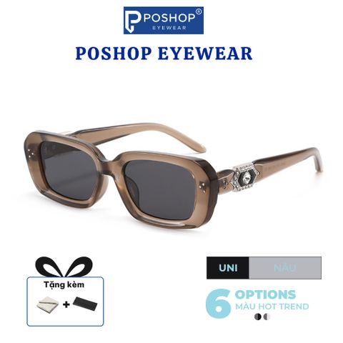 Kính Mát Nữ Thời Trang Mắt Kính Râm Unisex Gọng Kim Loại Dáng Vuông Chống UV400 Đi Đêm 602335