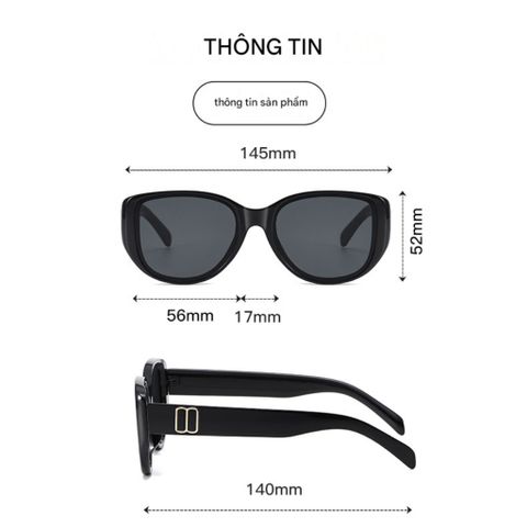 Kính mát râm đen gọng vuông bảo vệ mắt chống tia UV thời trang dành cho nam nữ 5043 POSHOP