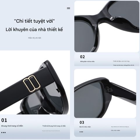 Kính mát râm đen gọng vuông bảo vệ mắt chống tia UV thời trang dành cho nam nữ 5043 POSHOP