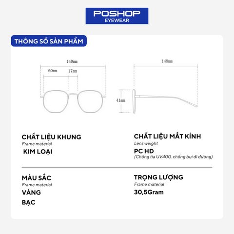 Kính thời trang , Tròng kính AC chống chói, chống tia UV cho nam và nữ CL01 POSHOP