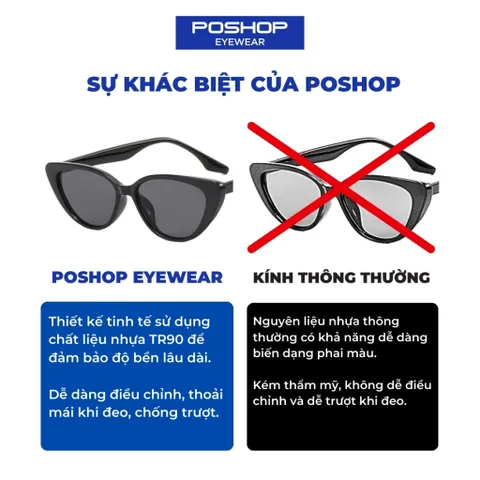 Mắt kính thời trang nữ gọng kính mát chống tia uv kiểu dáng thời trang dễ đeo B2130 POSHOP