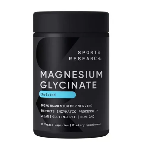 Viên uống Sports Research Magnesium Glycinate Chelated 160 mg |90 & 180 viên| Thư giãn cơ - Giảm stress & Hỗ trợ ngủ ngon [S/P Chuẩn Mỹ]