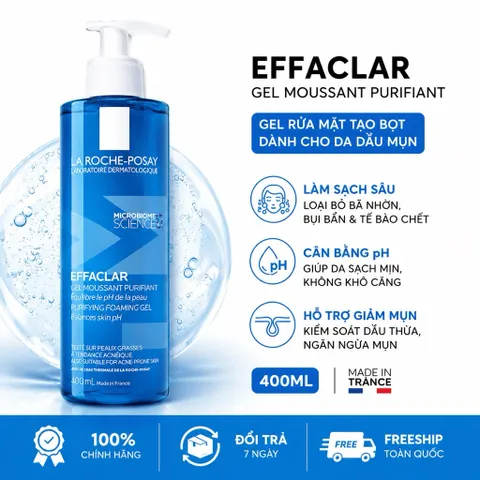 Gel Rửa Mặt La Roche-Posay Effaclar Purifying Foaming Gel 400ml Cho Da Dầu Mụn