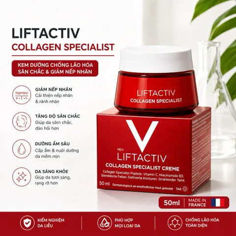 Kem Dưỡng Vichy Liftactiv Collagen Specialist 50ml Hỗ Trợ Chống Lão Hóa, Săn Chắc Da, Giảm Nếp Nhăn