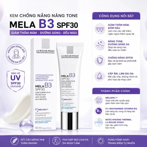 Kem Chống Nắng La Roche-Posay Mela B3 SPF30 Giảm Thâm Nám Dưỡng Sáng Da 40ml Chính Hãng