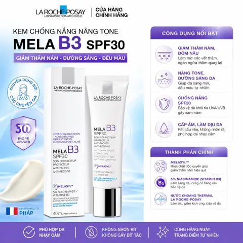 Kem Chống Nắng La Roche-Posay Mela B3 SPF30 Giảm Thâm Nám Dưỡng Sáng Da 40ml Chính Hãng