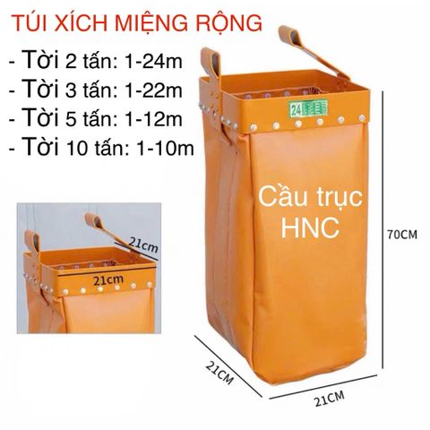 ✅ Túi đựng xích, túi treo xích dùng trên pa lăng xích điện, xích kéo tay 500kg, 1 tấn, 2 tấn, 3 tấn, 5 tấn, 10 tấn