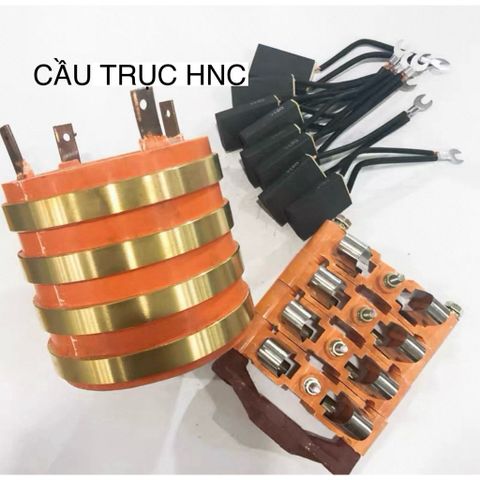 ✅ Bộ Cổ góp điện 4P 50A/100A, lỗ trục D25, D30, D35, D40, D45, D50, D55, D60, D65 + chổi than 8x12.5mm + khung giá đỡ