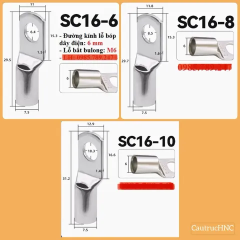 ✅ Đầu cos [LOẠI DÀY] SC4, SC6, SC10, SC16, SC25, SC35, SC50, SC70, SC95, SC120, SC150