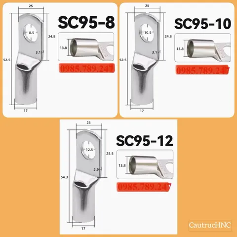 ✅ Đầu cos [LOẠI DÀY] SC4, SC6, SC10, SC16, SC25, SC35, SC50, SC70, SC95, SC120, SC150