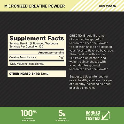 Creatine Powder - Hỗ trợ tập luyện tăng sức mạnh giúp săn chắc cơ thể, sản xuất Mỹ