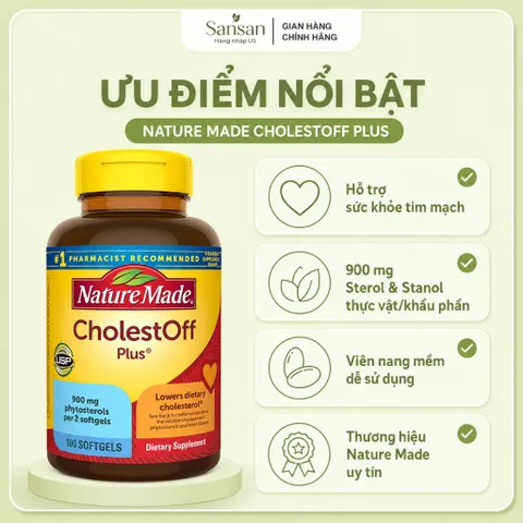 Nature Made CholestOff Plus 210 Viên Nang Mềm - Hỗ Trợ Duy Trì Cholesterol Khỏe Mạnh, Bổ Sung Phytosterol Thực Vật