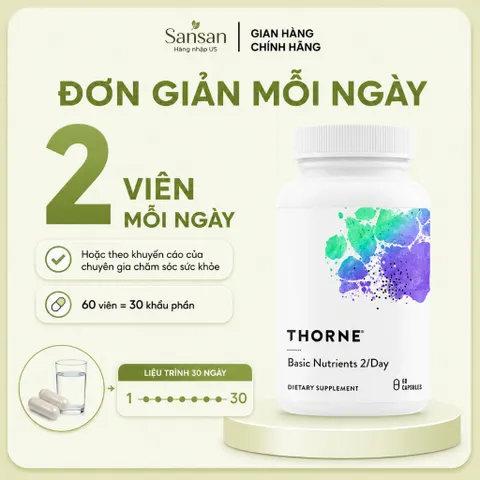 Thorne Basic Nutrients 2/Day 60, 120 Viên - Vitamin Tổng Hợp & Khoáng Chất Cho Người Lớn, Hỗ Trợ Sức Khỏe Toàn Diện