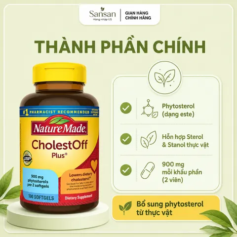 Nature Made CholestOff Plus 210 Viên Nang Mềm - Hỗ Trợ Duy Trì Cholesterol Khỏe Mạnh, Bổ Sung Phytosterol Thực Vật