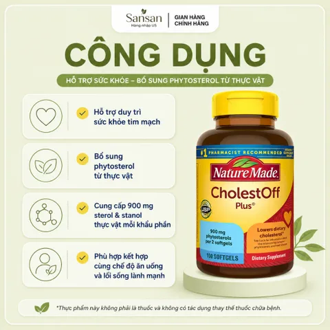 Nature Made CholestOff Plus 210 Viên Nang Mềm - Hỗ Trợ Duy Trì Cholesterol Khỏe Mạnh, Bổ Sung Phytosterol Thực Vật