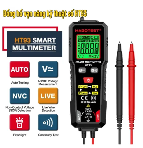 HT93 Máy đo điện áp thông minh 2000 Máy đo điện áp đếm NCV