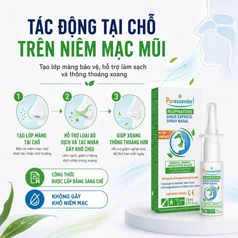 Xịt Mũi Viêm Xoang Thảo Dược Sinus Express 15ml - Giảm Nghẹt Mũi, Đau Đầu, 100% Thiên Nhiên, Thông Xoang Nhanh, An Toàn Cho Sức Khỏe