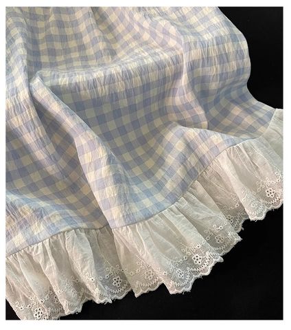 Bộ Đồ Ngủ Cotton Xanh Kẻ Sọc Phong Cách Mới Mùa Hè, Có Miếng Lót Ngực