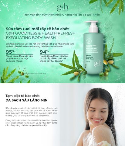 Sữa tắm tươi mới tẩy tế bào chết Amway G&H