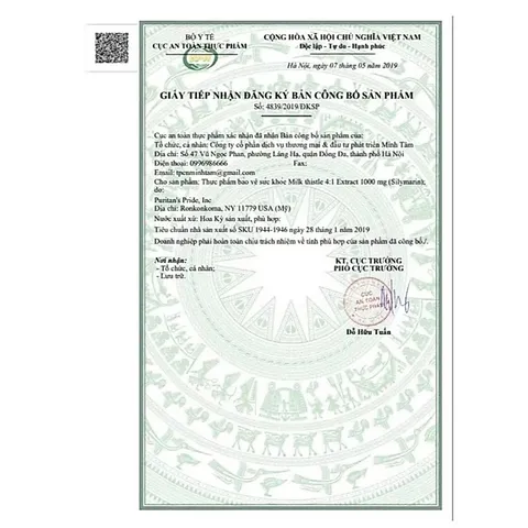 Bổ gan Milk Thistle Extract 1000 mg chai 180 viên hãng Puritan’s Pride từ Mỹ