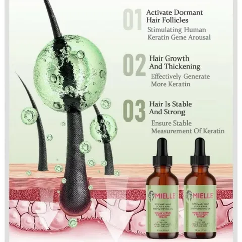 Mielle Oil Dầu dưỡng da đầu & mọc tóc bạc hà Mielle Organics với Biotin & tinh dầu, nuôi dưỡng tóc chẻ ngọn 59ml