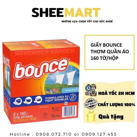 Nguyên Hộp Giấy Thơm Quần Áo Bounce 160 tờ Nội Địa Mỹ