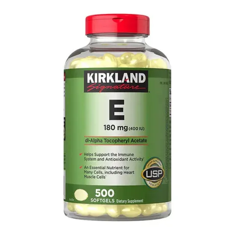 Vitamin E Kirkland - Hỗ trợ làm mịn da giúp liền sẹo sau mụn sản xuất Mỹ