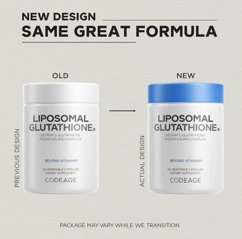 Viên uống trắng da Codeage Liposomal Glutathione 500mg - 60 viên hỗ trợ làm sáng da, chống oxy hóa, không gluten, Non-GMO