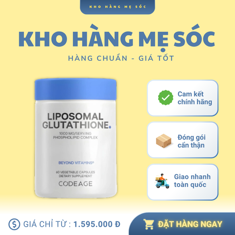 Viên uống hỗ trợ trắng da Codeage Liposomal Glutathione 1000mg 60 viên - MẸ SÓC