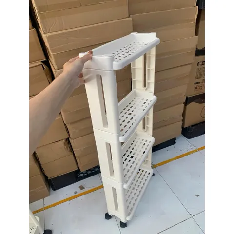 Kệ Hẹp Di Động 4 Tầng Có Bánh Xe Di Chuyển Siêu Hot, Tiện Lợi