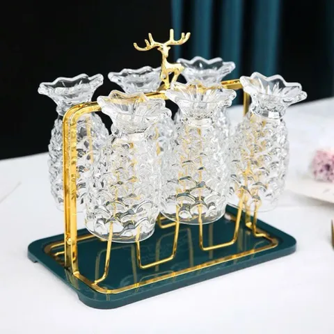 Khay Úp Cốc Hình Chữ Nhật Tuần Lộc Mạ Vàng Sang Chảnh - HÀNG LOẠI 1