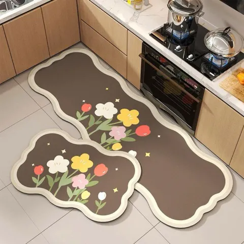 Bộ 2 thảm lót bếp, phòng ngủ, nhà tắm đa năng chất nỉ