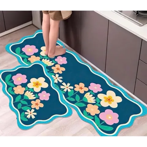 Bộ 2 thảm lót bếp, phòng ngủ, nhà tắm đa năng chất nỉ