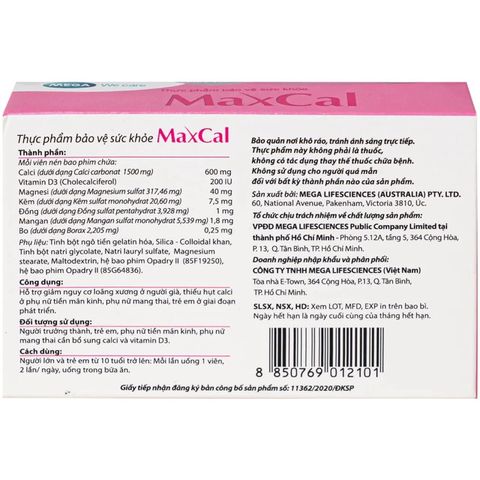 Viên uống hỗ trợ giảm nguy cơ loãng xương Maxcal Mega (3 vỉ x 10 viên)