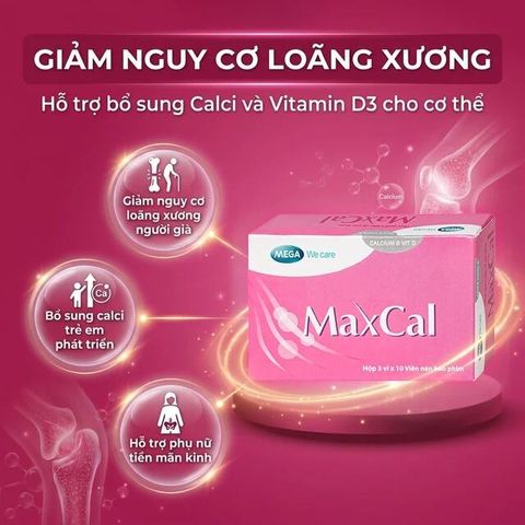 Viên uống hỗ trợ giảm nguy cơ loãng xương Maxcal Mega (3 vỉ x 10 viên)