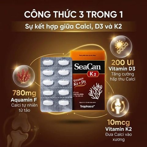 Viên uống giúp xương, răng chắc khỏe Seacan K2 Traphaco (6 vỉ x 10 viên)