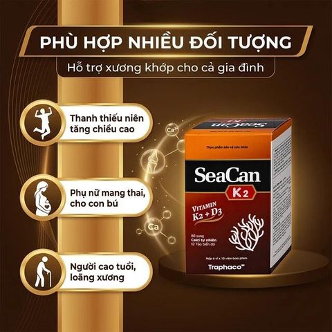 Viên uống giúp xương, răng chắc khỏe Seacan K2 Traphaco (6 vỉ x 10 viên)