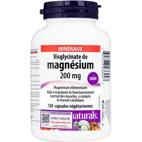 Viên uống hỗ trợ xương răng chắc khỏe Magnesium Bisglycinate Webber Naturals (120 viên)