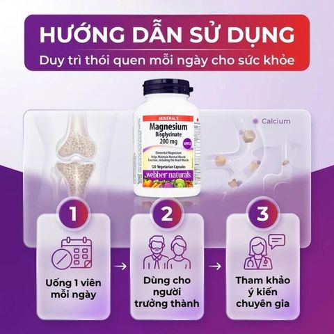 Viên uống hỗ trợ xương răng chắc khỏe Magnesium Bisglycinate Webber Naturals (120 viên)