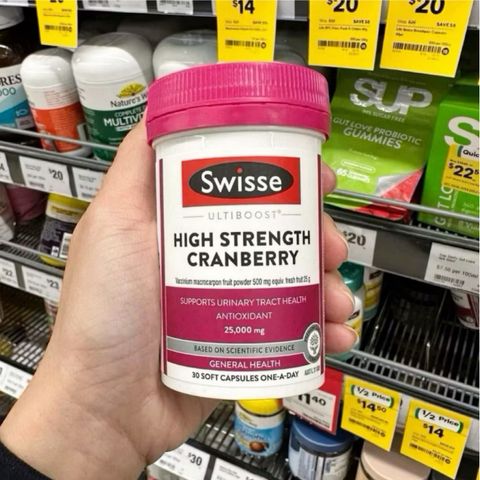 Viên uống Swisse Ultiboost High Strength Cranberry 25000 mg |30 & 90 viên| Hỗ trợ sức khỏe đường tiết niệu & Ngăn ngừa oxy hóa [S/P Chuẩn Úc]