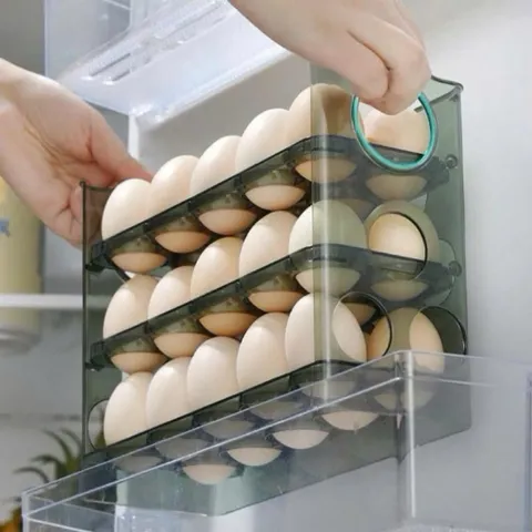 Khay trứng 3 tầng tự lật để cánh tủ lạnh gọn gàng ngăn nắp