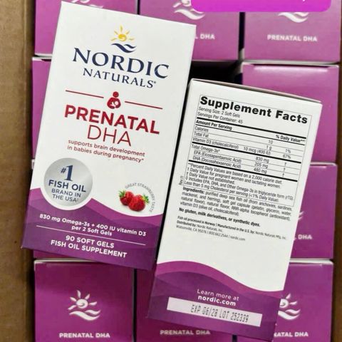 Nordic Naturals Prenatal DHA |90 viên| Tăng cường đề kháng cho Mẹ Bầu & Giảm biến chứng thai kỳ - Phát triển não bộ & Hoàn thiện thị giác cho thai nhi [SP Chuẩn Mỹ]