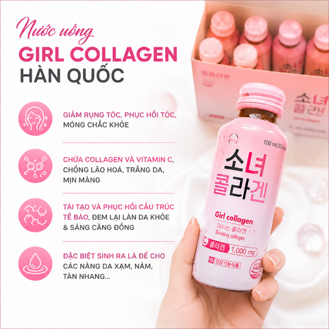 (Hàn Quốc) Nước Uống Girl Collagen 1000mg Chính Hãng Collagen Đẹp Da Hỗ Trợ Cải Thiện Độ Đàn Hồi, Giảm Khô Sạm, Cho Da Căng Mịn