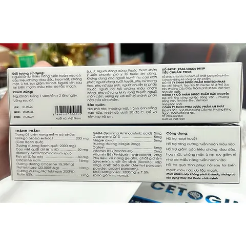 CETOGIN HỘP 60 Viên Hỗ Trợ Tăng Cường Tuần Hoàn Máu não 795369