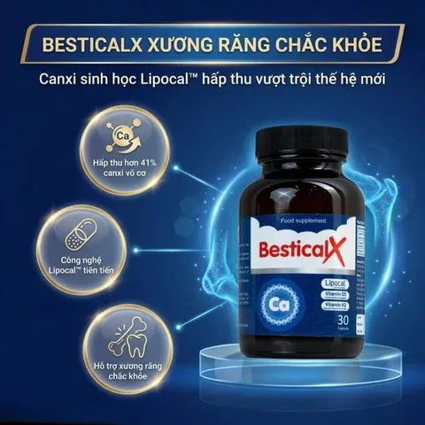 Viên uống BesticalX Ergopharm bổ sung canxi, vitamin D3 và vitamin K2, hỗ trợ xương, răng (30 viên) 795382