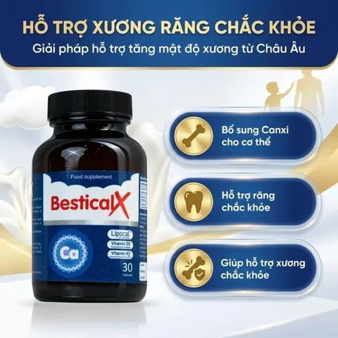 Viên uống BesticalX Ergopharm bổ sung canxi, vitamin D3 và vitamin K2, hỗ trợ xương, răng (30 viên) 795382