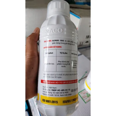 Thuốc Diệt Muỗi & Côn Trùng ALFADO 10SC 1000ml – Alpha Cypermethrin 10% – Hiệu Lực Nhanh, Lưu Hiệu Lâu, Dễ Pha Sử Dụng.