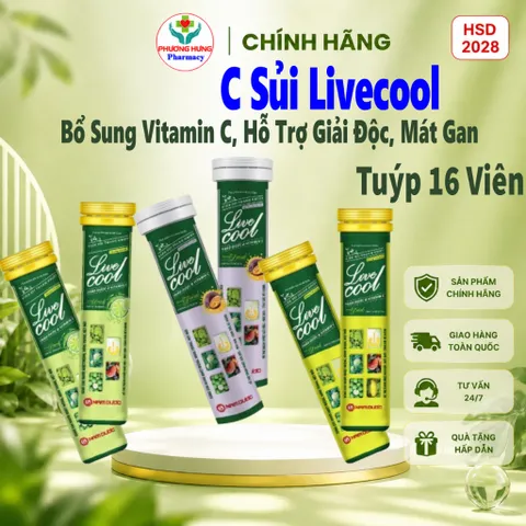 Viên C Sủi Livecool Của Nam Dược Giúp Bổ sung Vitamin C, Hỗ Trợ Giải Độc, Mát Han -Tuýp 16 Viên