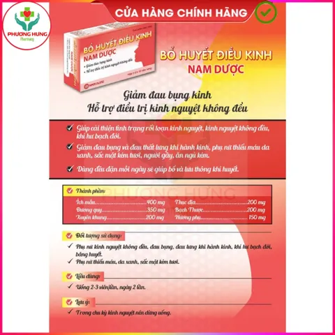 Bổ Huyết Điều Kinh Nam Dược Giúp Giảm Đau Bụng Kinh, Điều Hoà Kinh Nguyệt - Hộp 30 Viên